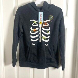 NWT Target Cat & Jack Kids Skeleton Spiderweb Hoodie Charcoal Grey Size M 8